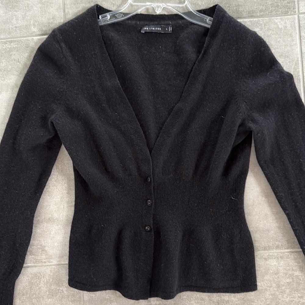 *Gently Worn* The Limited Black Wool/Cashmere Form-Fitting 3-Button Cardigan - L